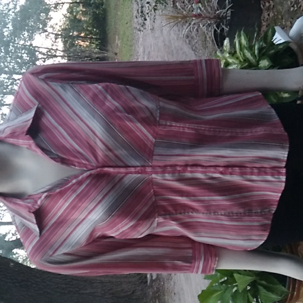 "DCC missy 3/4 sleeve stretch polyester button down blouse